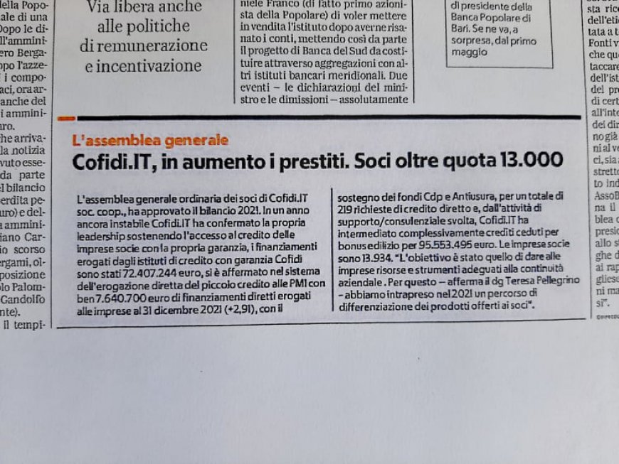 Repubblica  regionale - articolo COFIDI.IT - 29-4-2022